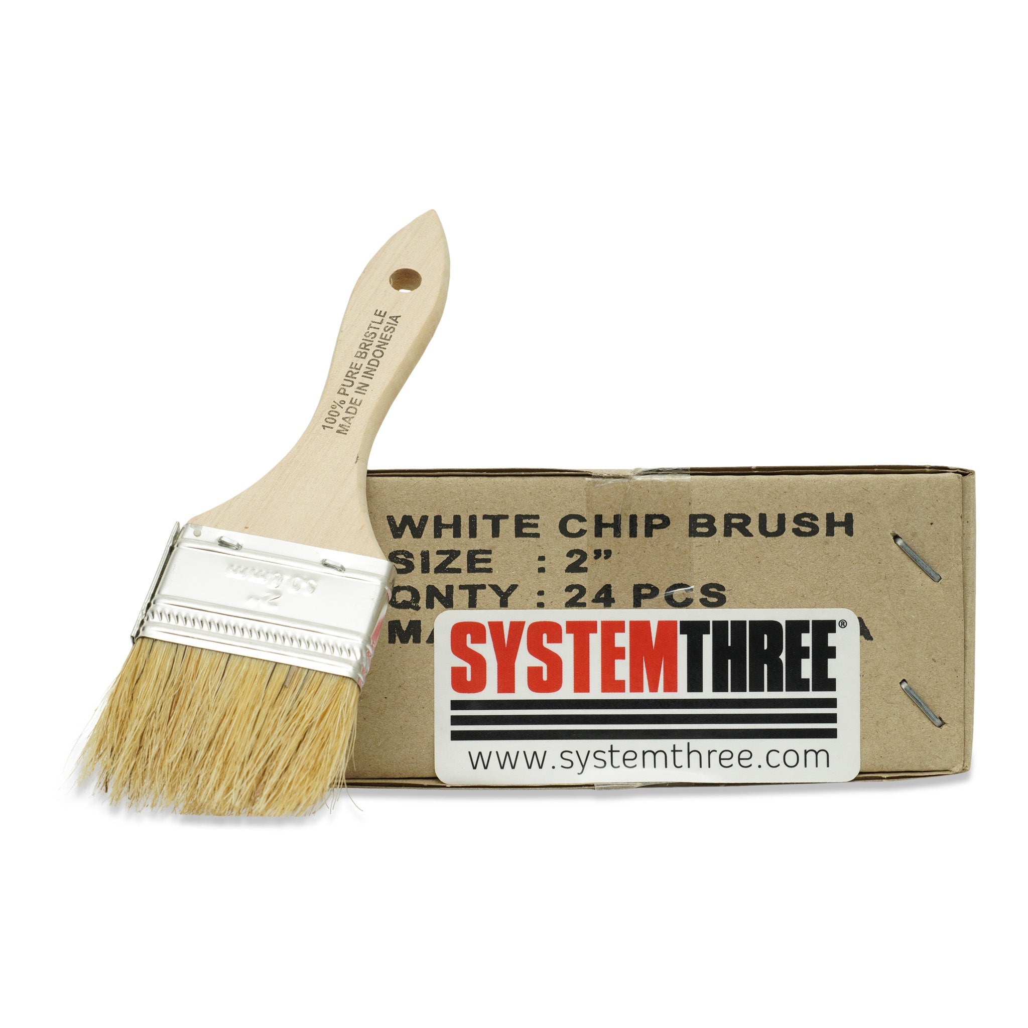 3 White Bristle Chip Brush