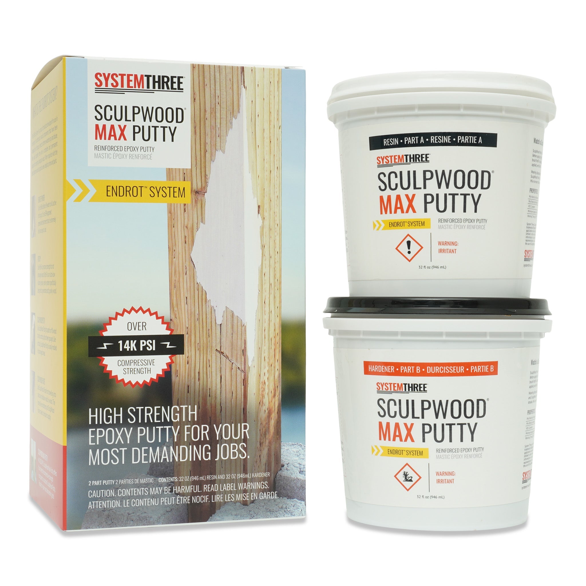 System Three SculpWood Max Putty Epoxy Wood Filler, 10 Gallon Kit