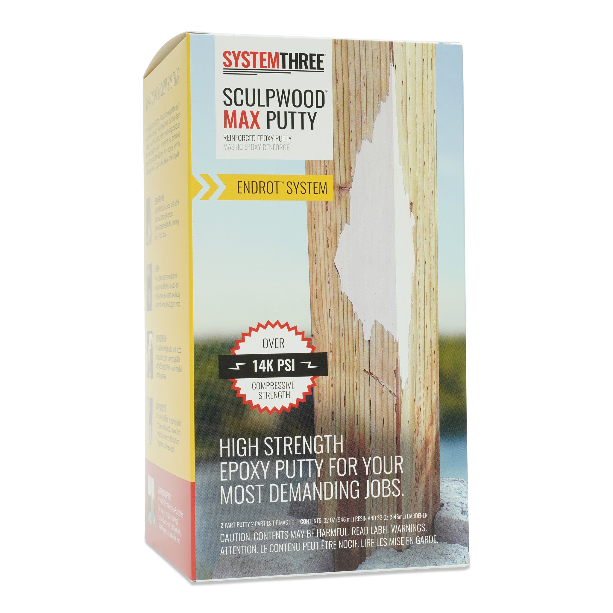 System Three SculpWood Max Putty Epoxy Wood Filler, 1/2 Gallon Kit