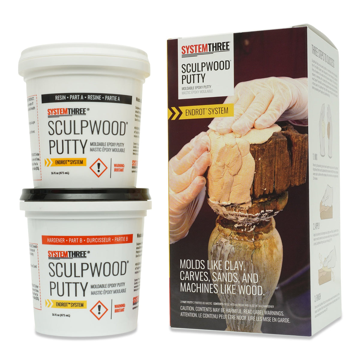 Liquid Transparent Wood Filler Epoxy Base & Hardener, Packaging