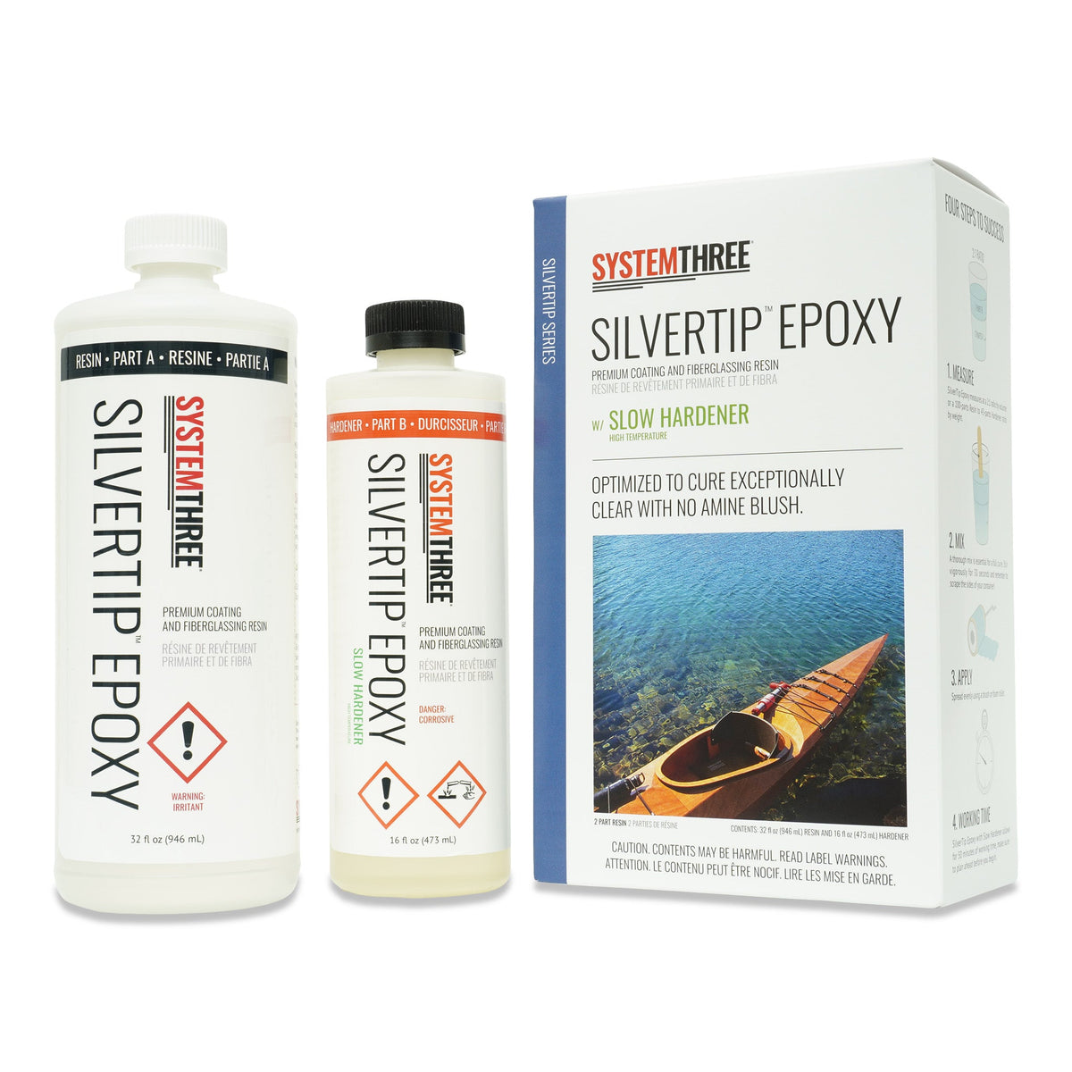 System Three 0901K46 Silvertip Epoxy Kit with Slow Hardener, 1.5 Gallon, Clear
